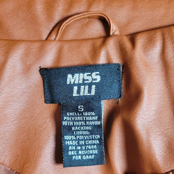 Miss Lili Faux Leather Orange Jacket - Size Small - Picture 7 of 11